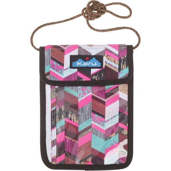 NWT Kavu KeepitClose Sunset Blocks Crossbody Neck Wallet Passport Travel Pouch - Picture 1 of 4